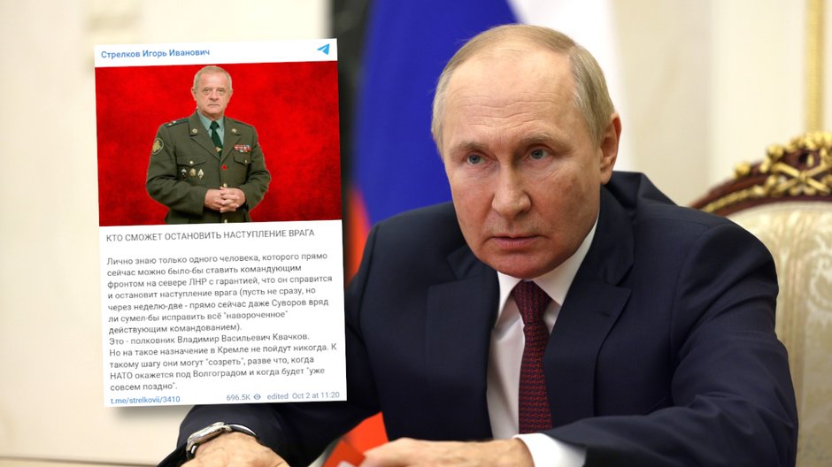 Władimir Putin. Na mniejszym zdjęciu pułkownik Władimir Kwaczkow