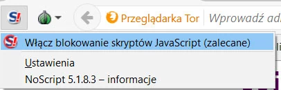 Rozszerzenie NoScript, które wspomaga naszą ochronę, jest domyślnie wbudowane w przeglądarkę Tor Browser.