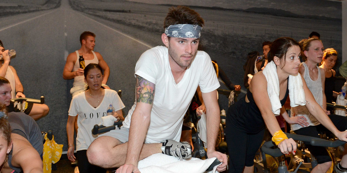 People at a SoulCycle class.