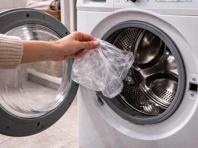 Zašto pametne domaćice stavljaju plastičnu kesu u veš mašinu / ILUSTRACIJA
