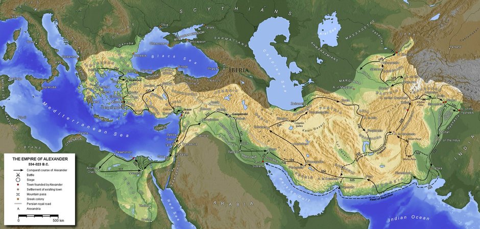 Mapa imperium Aleksandra Macedońskiego / fot. CC-BY-SA 3.0