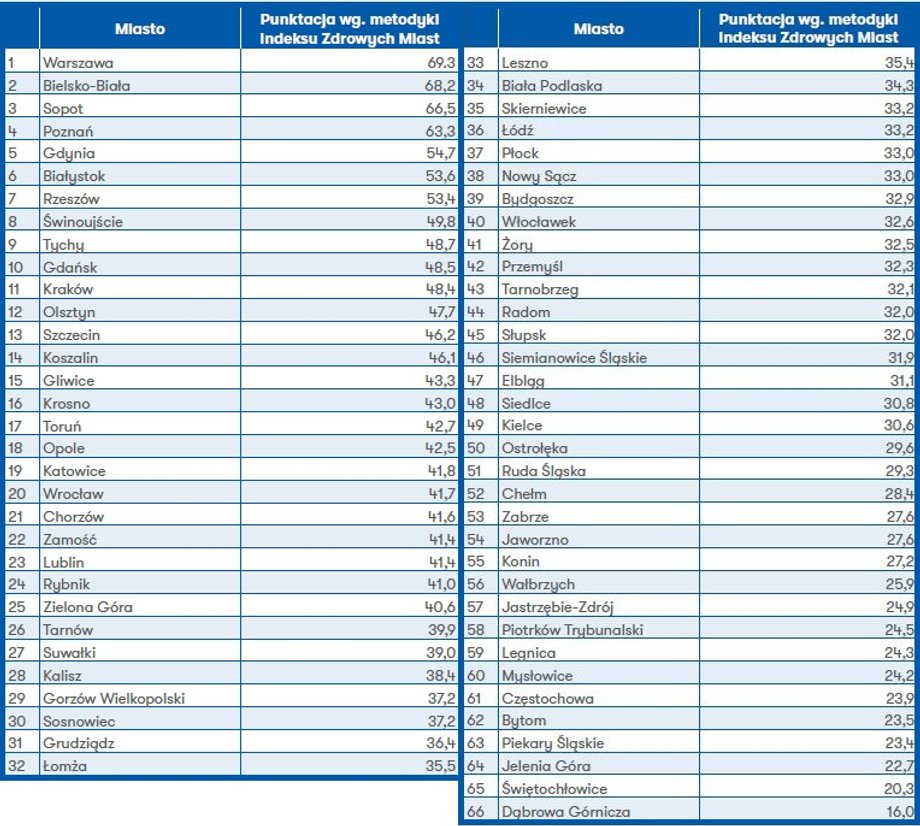 Indeks Zdrowych Miast 2023