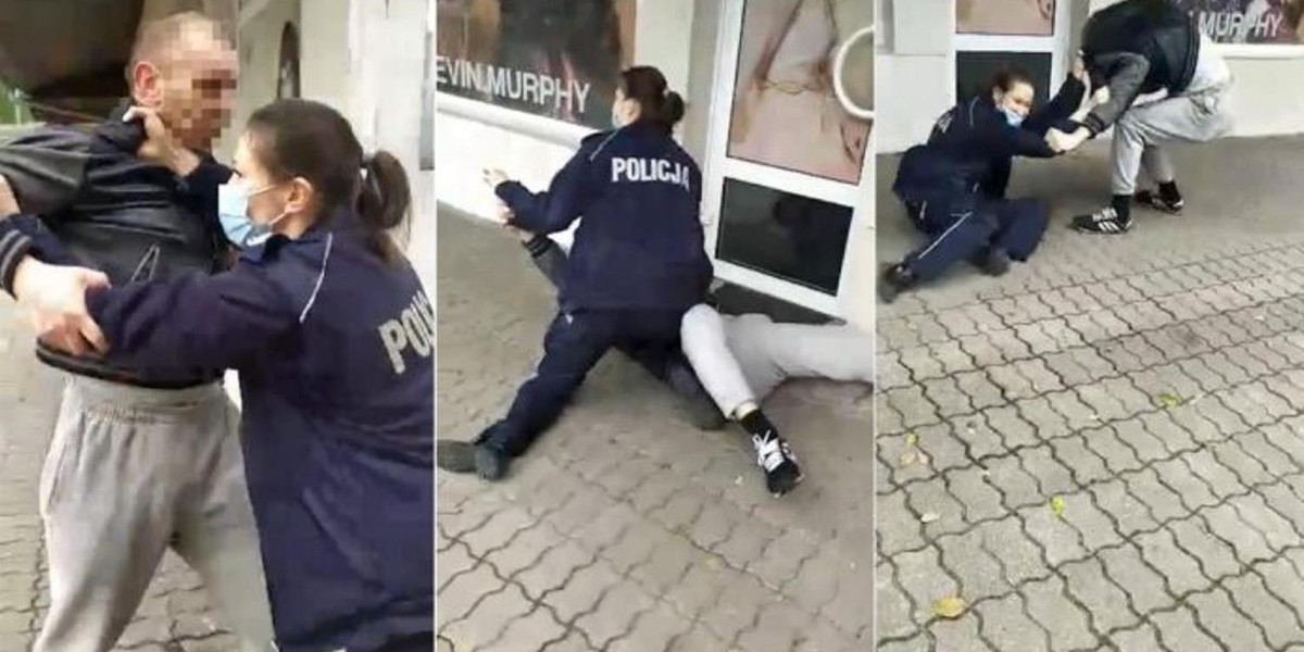 Mężczyzna bez maseczki uciekał przed policjantką. Szokujące nagranie