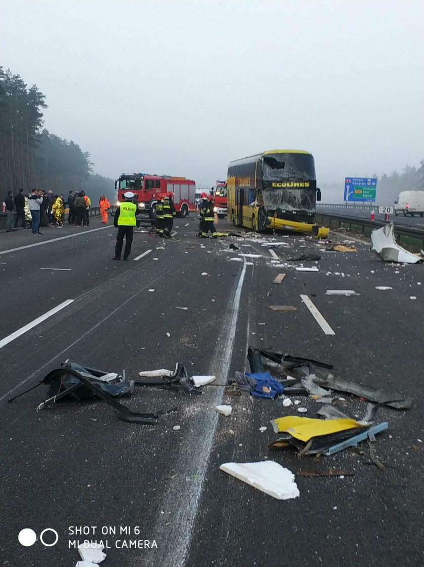 Wypadek na A-1. Autobus zderzył się z cyrkowozem