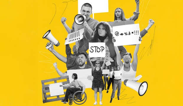 megafon ljudi ilustracija