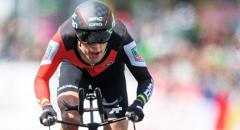 Australian cyclist Richie Porte of team BMC competes in the last stage of the Tour de Romandie UCI protour cycling race, a 17,88 km individual time trial loop from Lausanne to Lausanne, on April 30, 2017