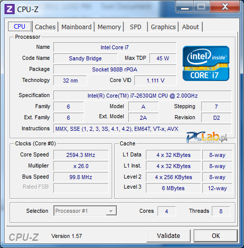 Ten sam procesor co w dwóch pozostałych urządzeniach – Intel Core i7-2630QM