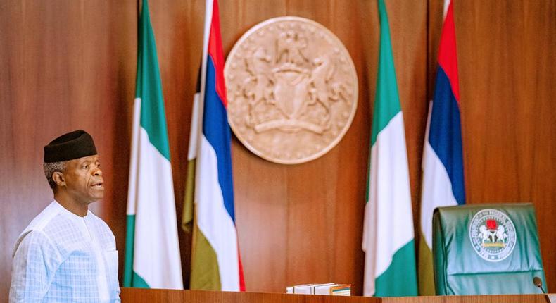 Vice President Yemi Osinbajo at a FEC meeting at the Villa [Twitter/@NGRPresident]