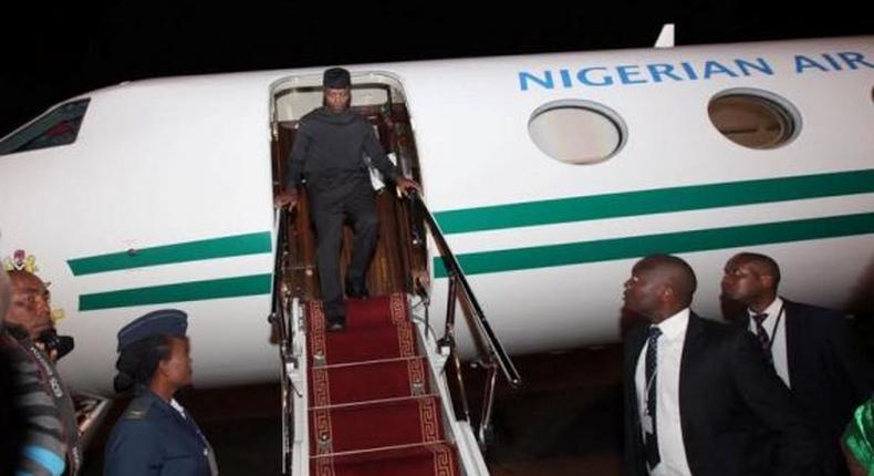 Vice President, Yemi Osinbajo arrives in Zambia