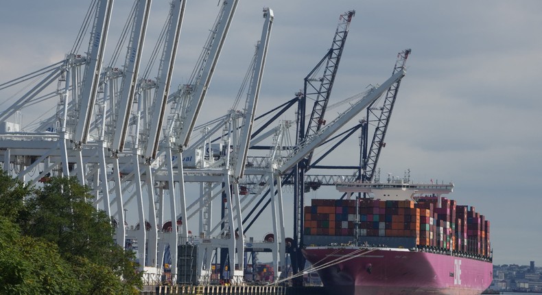 A container ship at a facility in Bayonne, New Jersey, on Monday.Bryan R. Smith/Getty Images