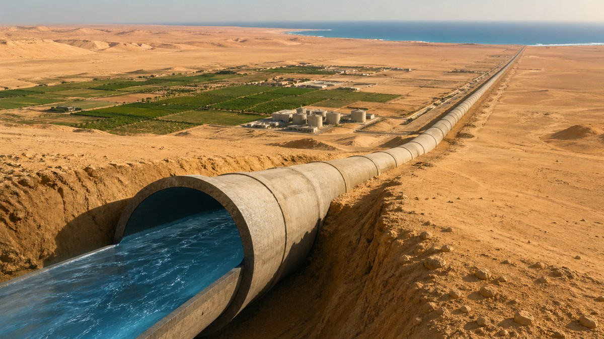 Velika veštačka reka u Libiji - ilustracija