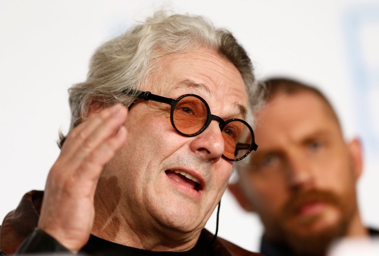 Reżyser George Miller na konferencji prasowej twórców filmu 'Mad Max' w czasie Festiwalu w Cannes