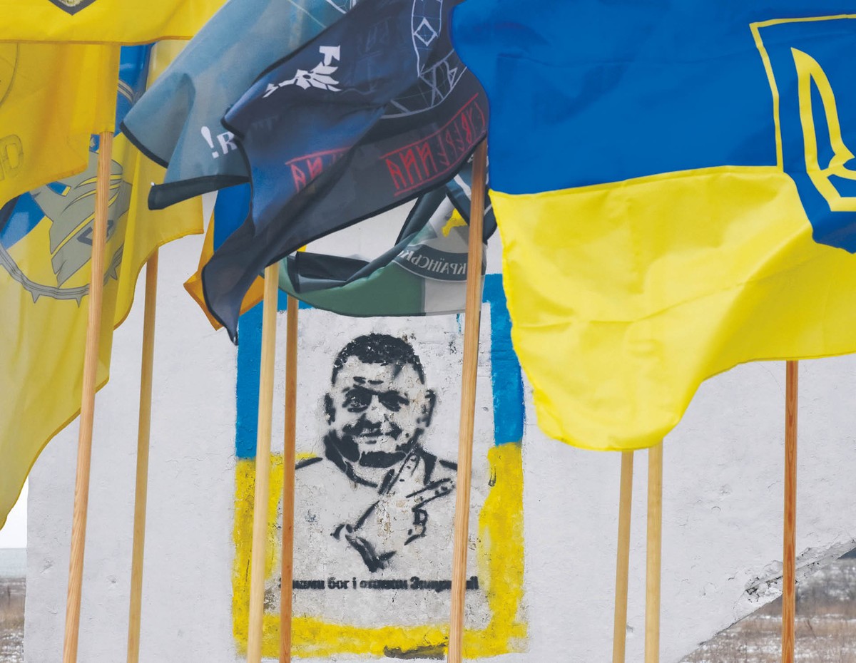 Generał Załużny na graffiti w Zaporożu