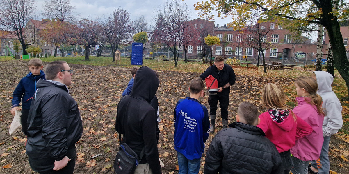 Uczniowie SP nr 10 w Świętochłowicach posadzili dziś łąkę kwietną na podwórku swojej szkoły.