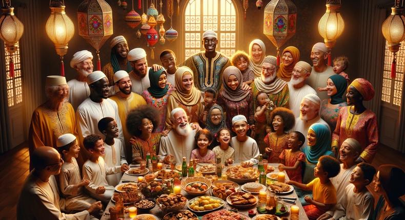An AI-generated image of a family enjoying Eid ul-Fitr celebrations