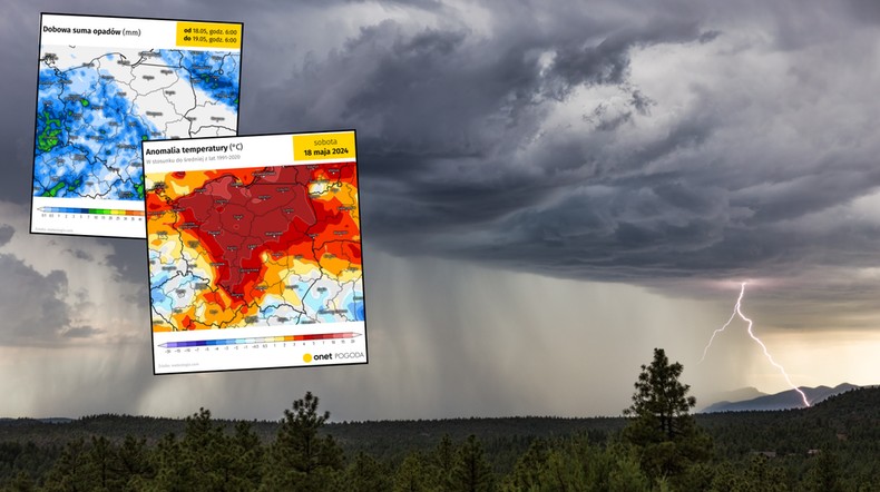 Pogoda na dziś. Polskę przetnie front. Uwaga na burze i ulewy (mapy: meteologix.com)