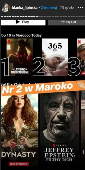 &quot;365 dni&quot; na Netfliksie / Instagram Blanki Lipińskiej