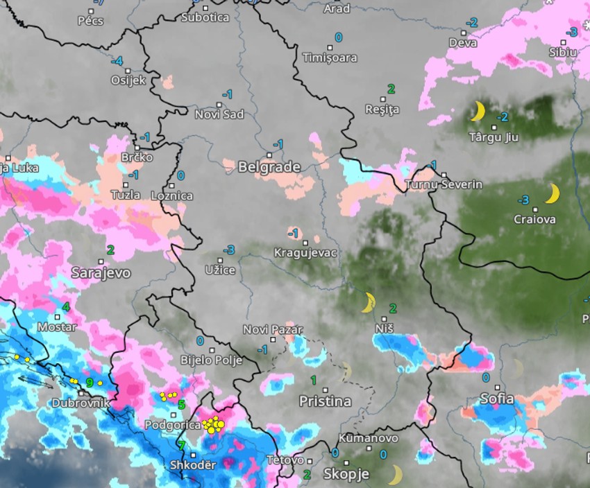 Kretanje padavina sutra u 6 časova 