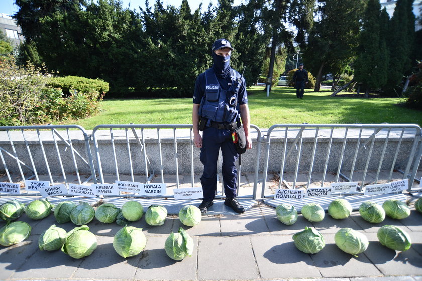 Kapuściany protest przed Sejmem