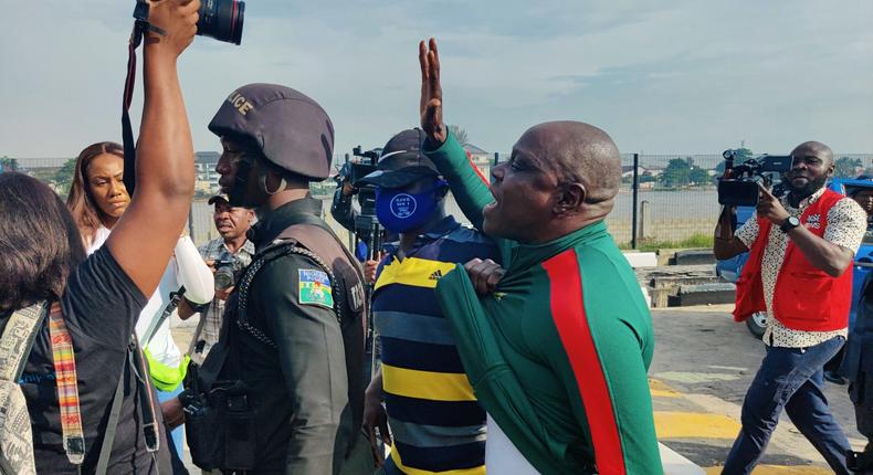 An #EndSARS protester arrested in Lagos on October 20, 2021