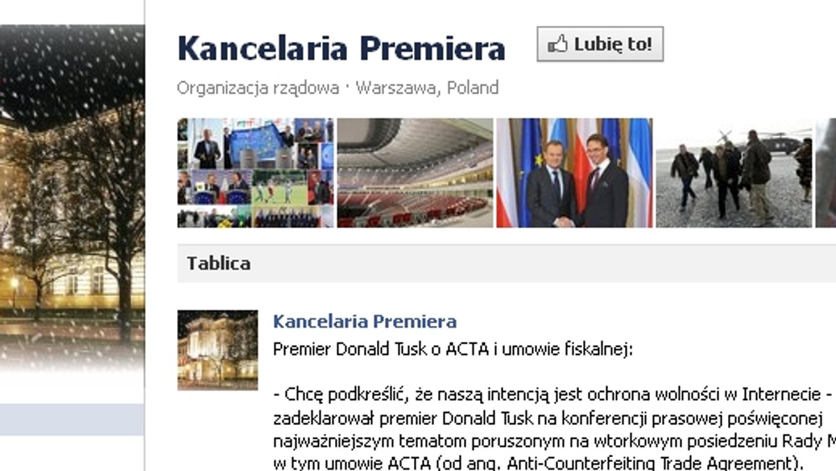 Według badań serwisu Fanpage Trender Kancelaria Prezesa Rady Ministrów usunęła ze swojego oficjalnego profilu na Facebooku 7774 komentarze, a nie około pięciu tysięcy jak informowano wcześniej. Choć oficjalnym powodem są zawarte w nich wulgarne treści dotyczące ACTA, przedstawiciele Fanpage Trender przekonują, że w swoich wyjaśnieniach Kancelaria mija się z prawdą. Analitykom udało się doszukać dopiero kilkudziesięciu wulgarnych komentarzy. - Udało się nam doszukać dopiero kilkudziesięciu wulgarnych komentarzy - mówi w rozmowie z Onetem dr Jan Zając, który jest jednym z autorów raportu. W sprawie wypowiedział się też premier Donald Tusk, który wyjaśnił, że komentarze usunięto dla dobra użytkowników, którzy odwiedzają stronę.