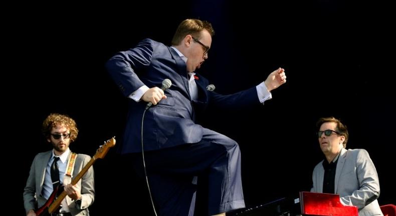 Paul Janeway (C), singer of the band St. Paul and The Broken Bones, performs in 2014