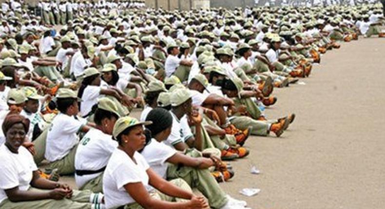 Youth Corps members on parade ground.