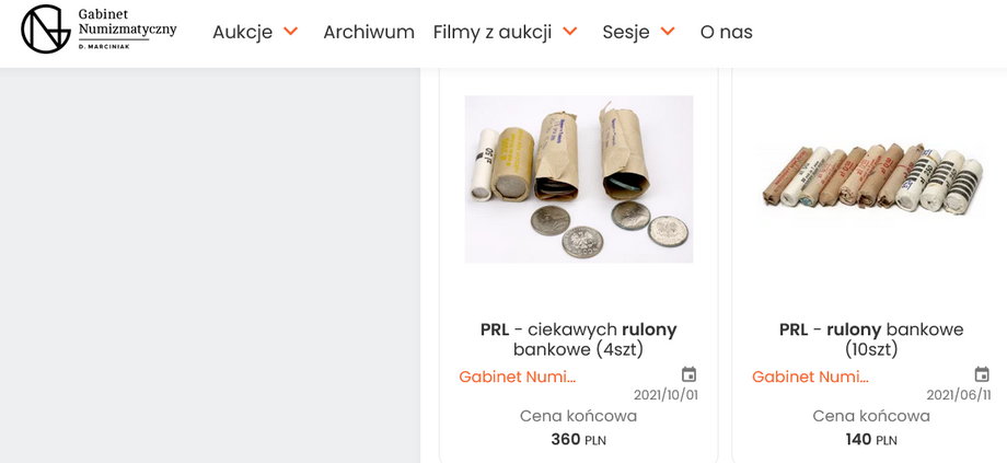 Przykłady rulonów (fot. screen z aukcje.gndm.pl)