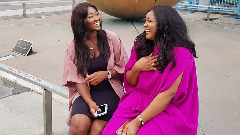 Omotola Jalade Ekeinde is probably one of the happiest women on earth at the moment as her daughter, Meraiah Ekeinde bags two degrees at the age of 19 [Instagram/Miimii_e]