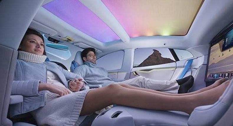 Inside a self-driving (autonomous) car