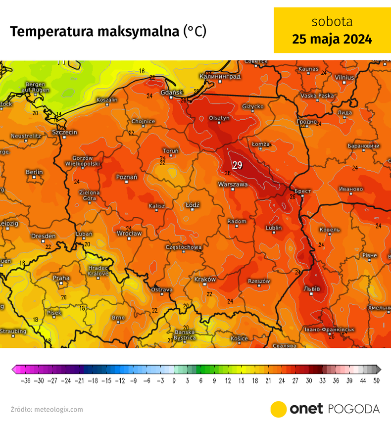 Temperatura na wschodzie i północnym wschodzie będzie się zbliżać do 30 st. C