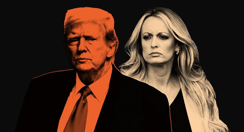 Donald Trump will have to sit in the room while Stormy Daniels testifies about sex. CHARLY TRIBALLEAU/Getty,	Drew Angerer/Getty, Tyler Le/BI
