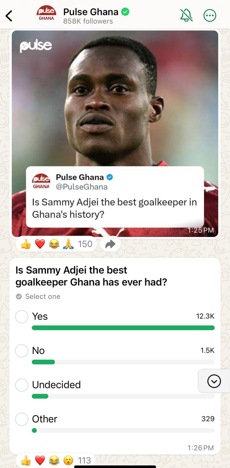 Sammy Adjei voted as best goalkeeper in Ghana’s history during Pulse Poll