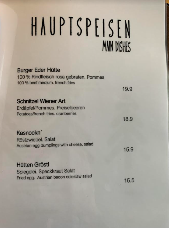 Peťo si odfotil ceny v rakúskej reštaurácii. 