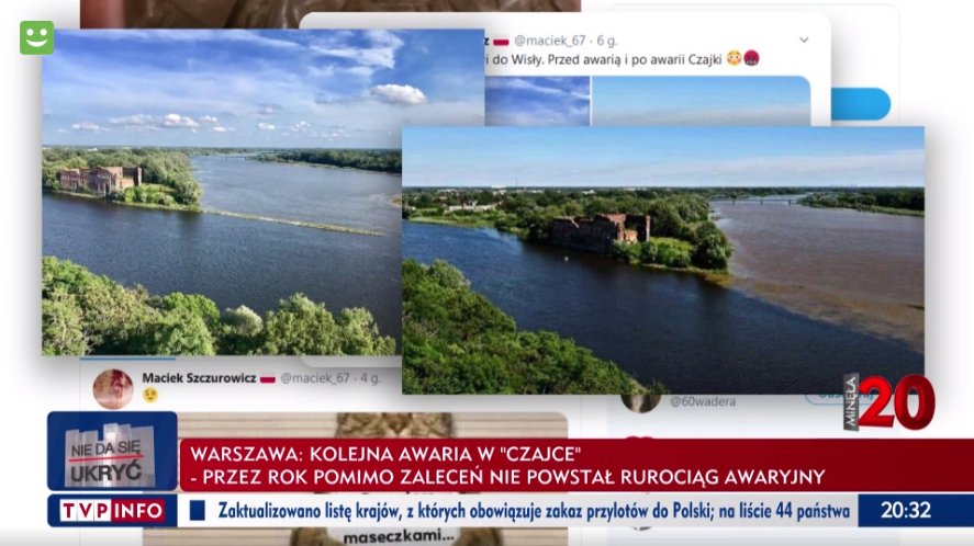 Zdjęcie przedstawiające rzekome zanieczyszczenie wody ściekami z Czajki