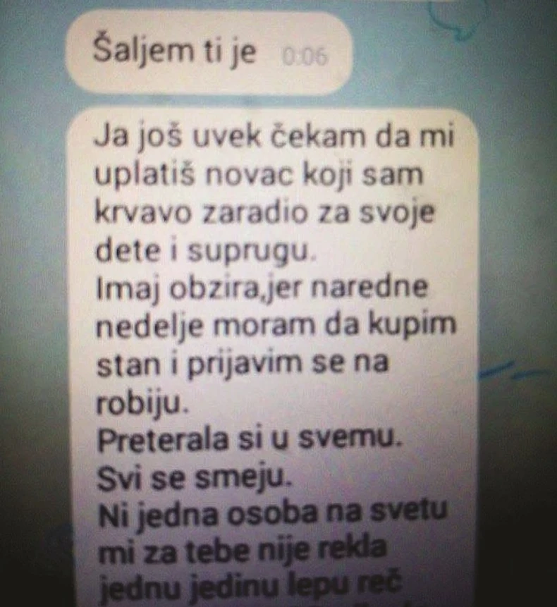 Poruka: Kristijan svakodnevno piše Staniji