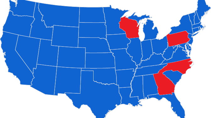 Pensylwiania, Georgia, Karolina Północna i Wisconsin - te stany mogą pomóc zadecydować o zwycięstwie w wyborach w USA