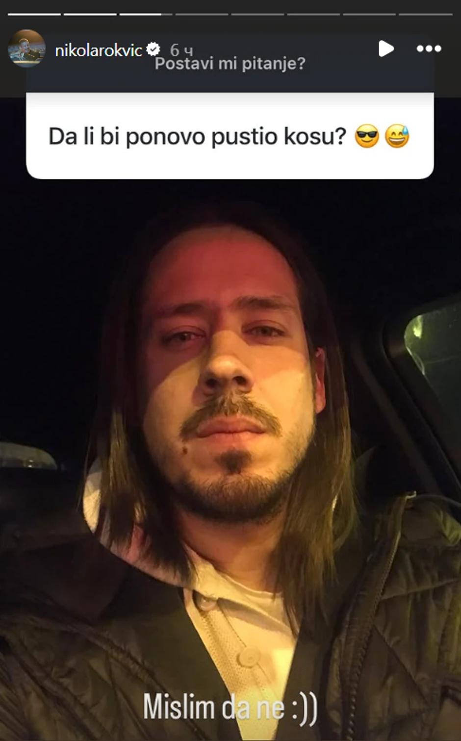 Nikola Rokvić sa dugom kosom