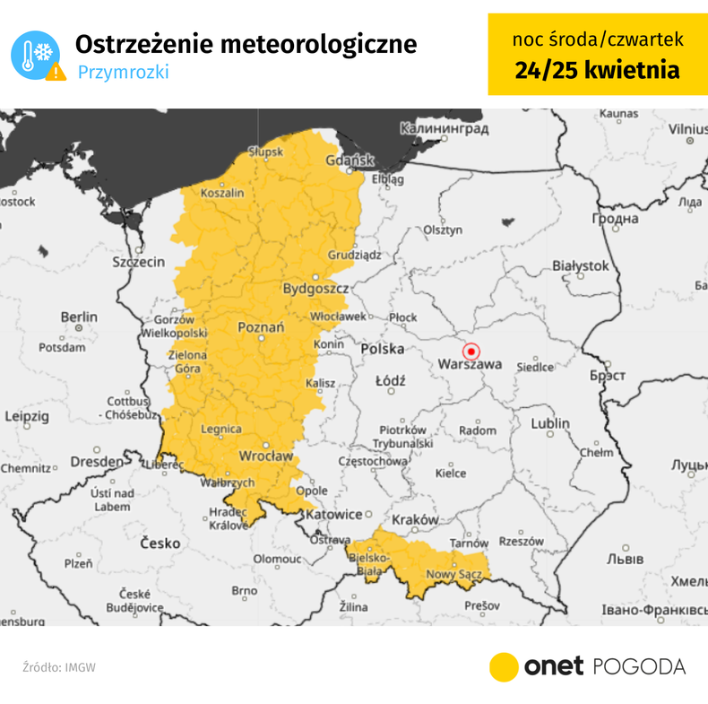 Ostrzeżenia przed przymrozkami