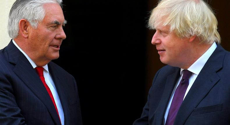 Rex Tillerson and Boris Johnson in London.