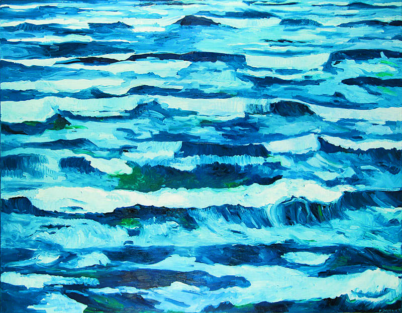 Edward Dwurnik - „Morze” z cyklu „Błękitne”, z kolekcji Andy Rottenberg, sprzedany w 2017 roku za 76 700 zł.