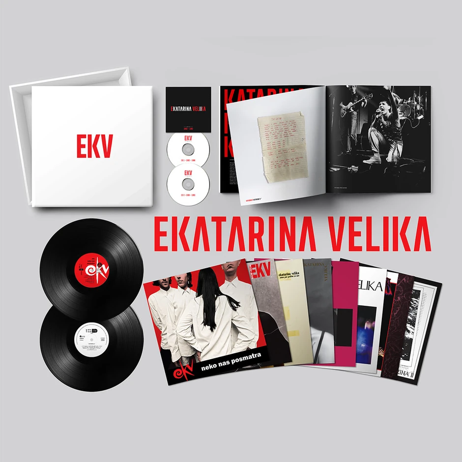 EKV boks set sadrži 8 LP vinila 2 kompakt diska sa 27 neobjavljenih remiksa deoa i pesama kao ekskluzivan buklet od skoro 70 stranica