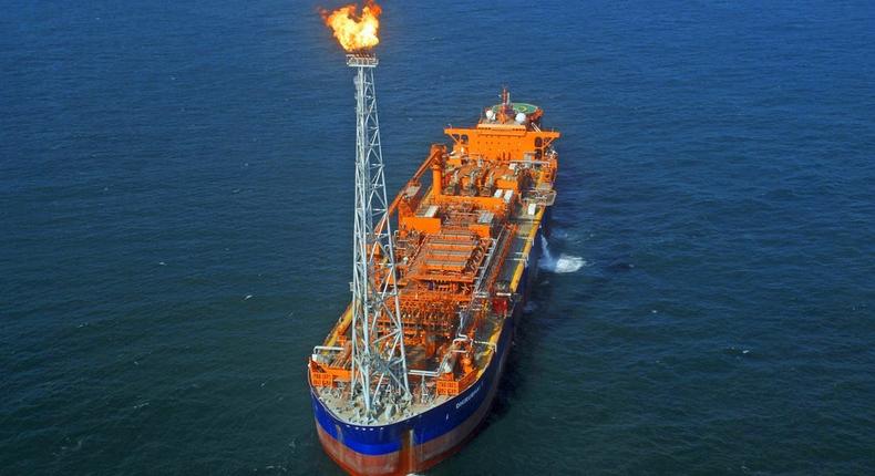 India's Reliance Industries KG-D6's floating production storage and offloading (FPSO) vessel is seen off the Bay of Bengal in this undated handout photo. India's Reliance Industries Ltd resumed crude oil production from its east coast MA-1 field on March 8 following an emergency shutdown in December, Upstream Regulator V.K. Sibal said on March 12, 2009. REUTERS/Reliance Industries