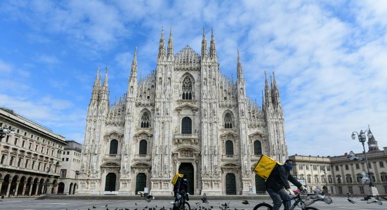 Italy's epicentre of the global outbreak admitted it was experiencing a constant and progressive increase of the deceased awaiting cremation; pictured is file image of Milan from March 31, 2020