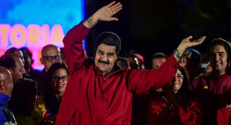 Venezuelan president Nicolas Maduro celebrates the results of 'Constituent Assembly', in Caracas, on July 31, 2017