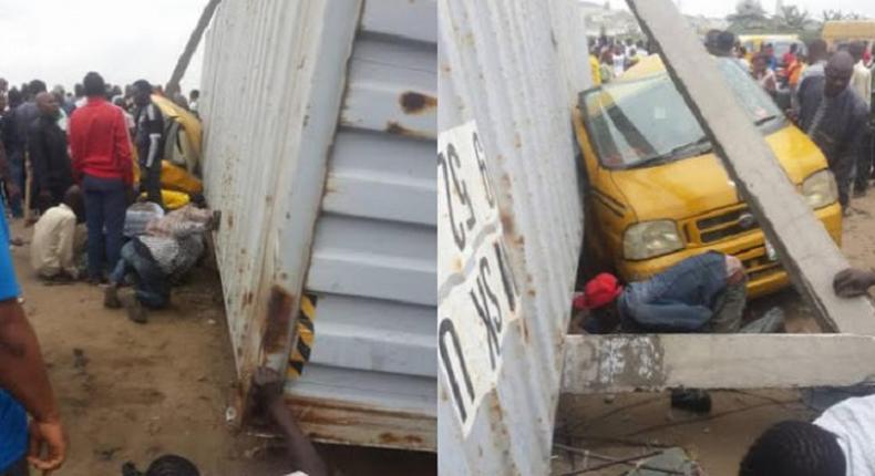 Rescuers trying to save passengers in the ill-fated bus