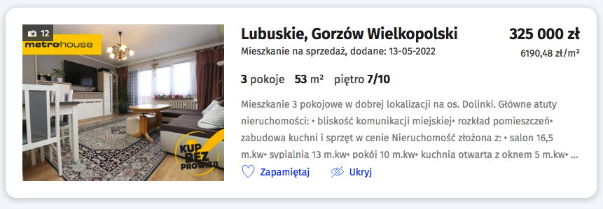 Ogłoszenie w serwisie Morizon