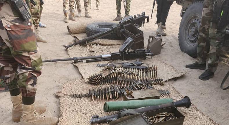 Some of the weapons recovered by troops from the terrorists. [NAN]