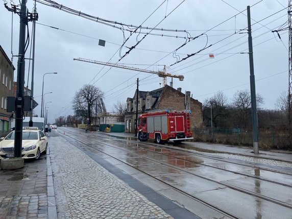 Akcja straży pożarnej na ul. 28 Czerwca 1956 roku, droga zamknięta dla ruchu fot. Codzienny Poznań