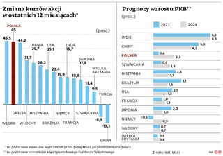 Zmiana kursów akcji w ostatnich 12 miesiącach*